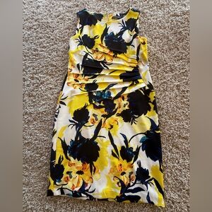 Ivanka Trump Yellow and Black Floral Mini Dress